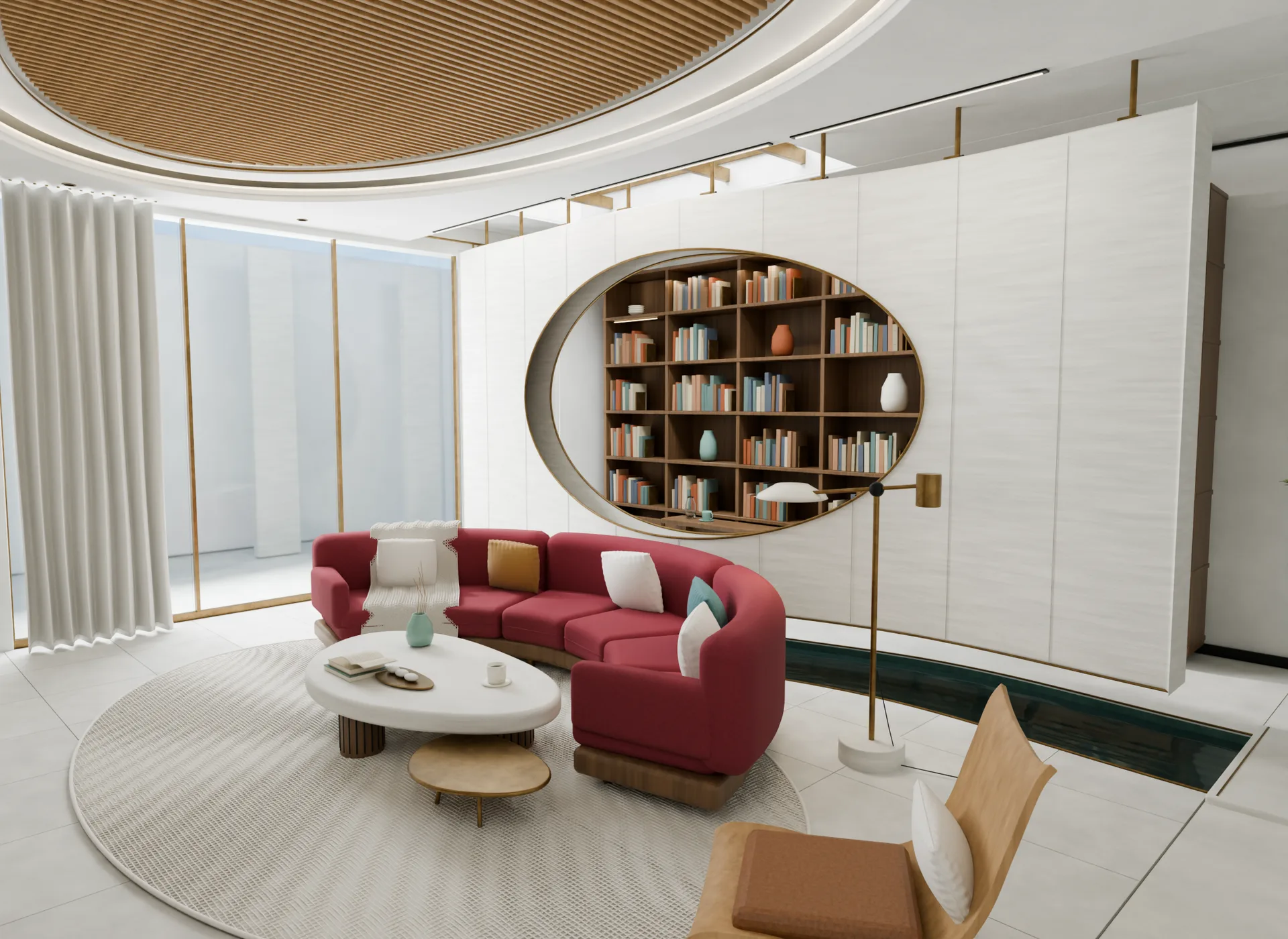 Avelar Residence: Library and Living Room